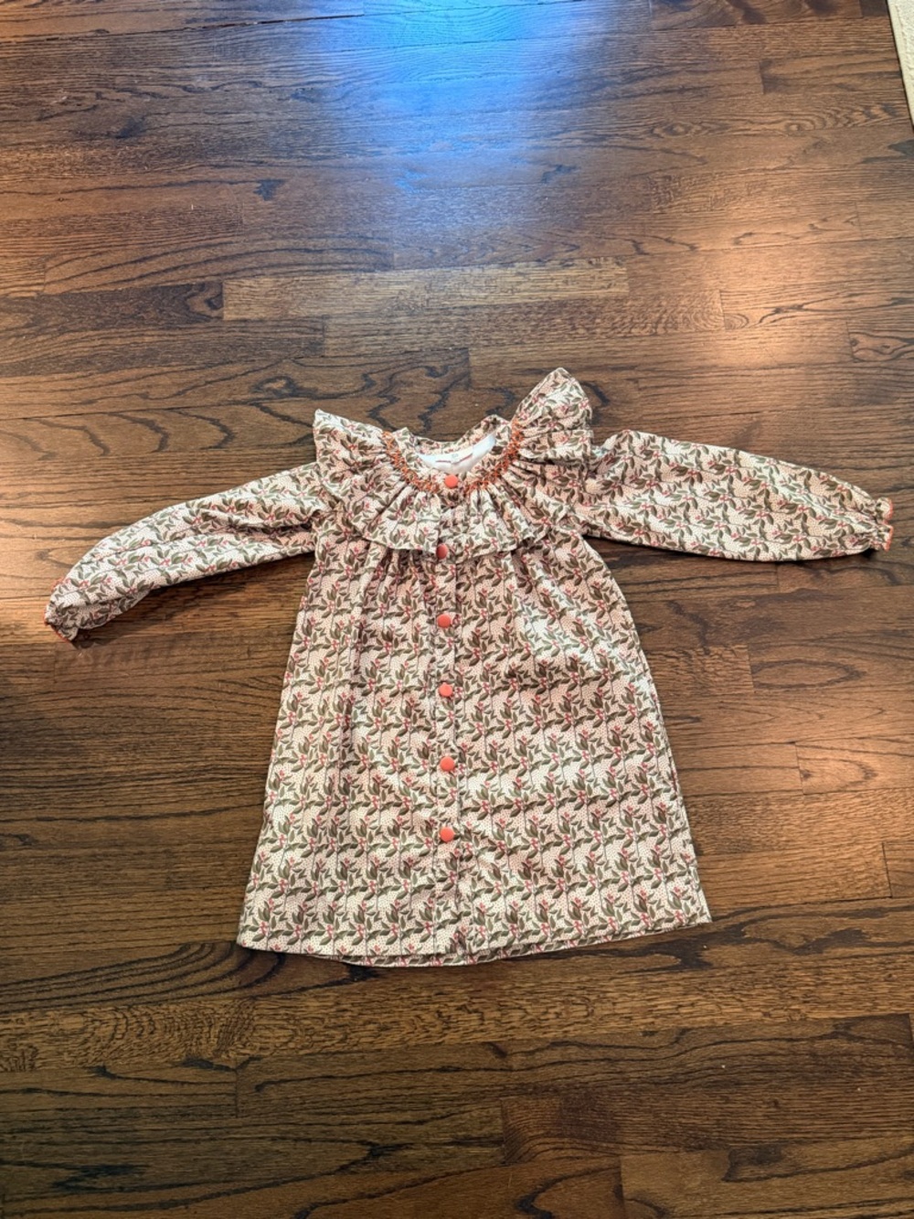 Girls' Floral Ruffle Neck Dress